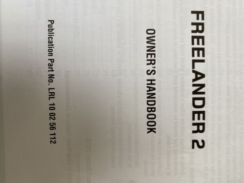 LAND ROVER FREELANDER2 OWNERS MANUAL HANDBOOK 2006 - 2010 LRL 10 02 56 112