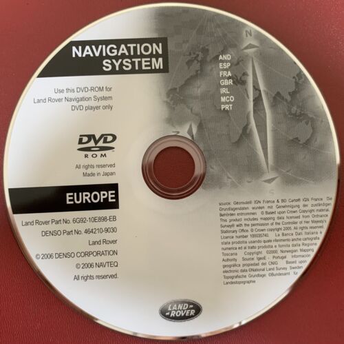 LAND ROVER LANDROVER SAT NAV DISC 2007 EUROPE SAT-NAV DVD 6G92-10E898-EB