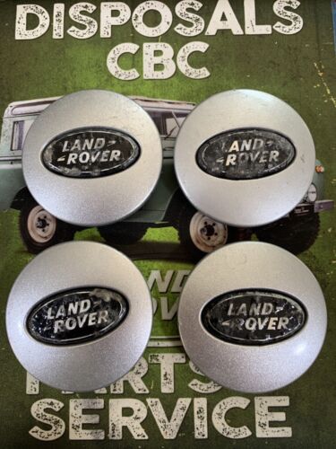 Set of 4 Silver & Black Land Rover alloy wheel caps 63mm
