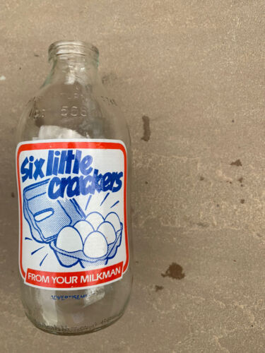 Vintage 1970-1980’s Advertising, “Six Little Crackers” 1 Pint Milk Bottle, Rare