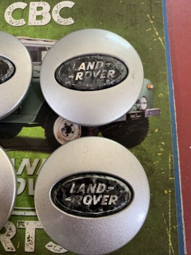 Set of 4 Silver & Black Land Rover alloy wheel caps 63mm