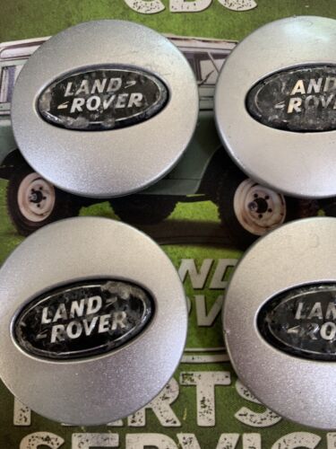 Set of 4 Silver & Black Land Rover alloy wheel caps 63mm
