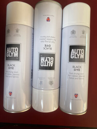 3x AutoGlym Black Dye Stain 450ml Carpet - Rubber - Seat - Tyre Dye.