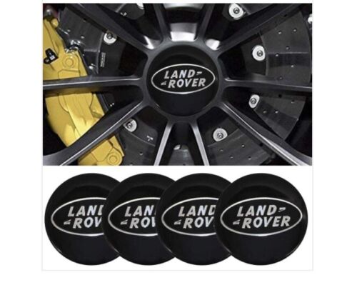 4X LAND ROVER BLACK & BLACK ALLOY WHEEL CENTRE CAPS 67MM USED GRADE B