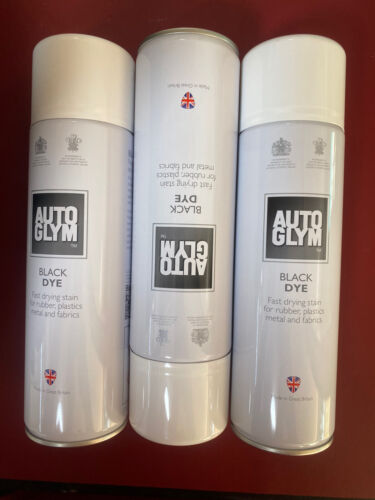 3x AutoGlym Black Dye Stain 450ml Carpet - Rubber - Seat - Tyre Dye.