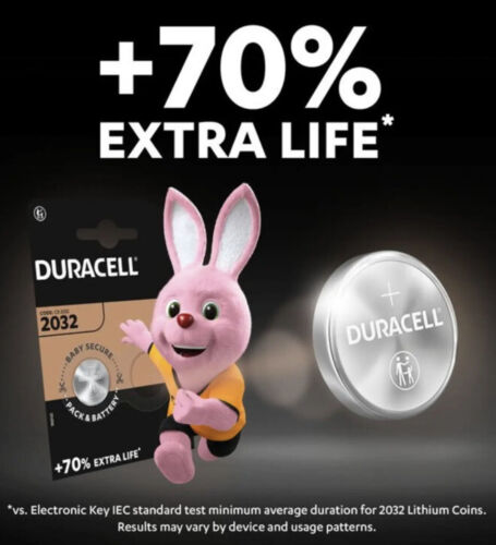 Duracell 2032 Car Key Battery CR2032 3v Lithium Range Rover, Land Rover, Etc