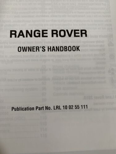 Range Rover Owners Manual Handbook 2009 - 2012