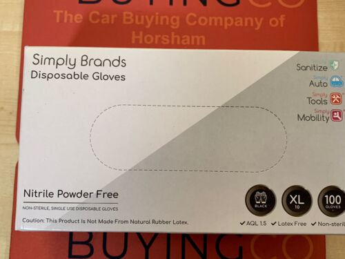 100 Black Nitrile Powder Free Disposable Gloves-Simply Brands-XL