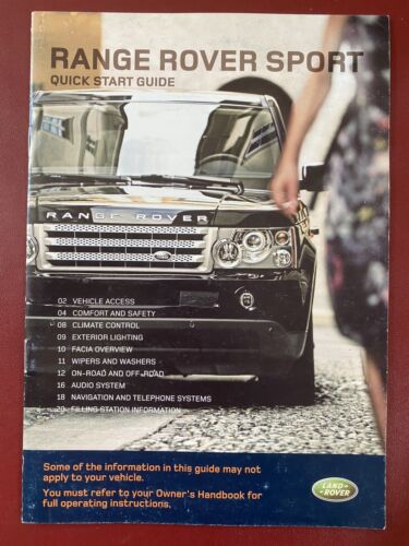 RANGE ROVER SPORT Quick Start Guide Book