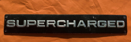 NEW BLACK/CHROME SUPERCHARGED BADGE FITS  ANY VEHICLE, RANGE ROVER, VOGUE ETC