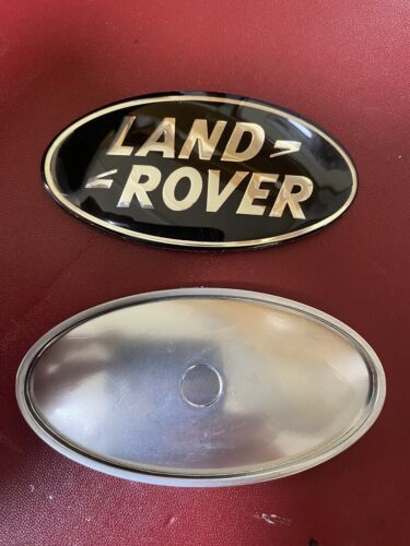 Used Oval Badge For Land Rover(Black) & New Mounting Plinth(Chrome Effect).