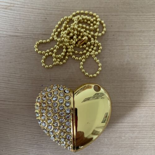 Novelty Gold Heart Pendant Flash Drive  Memory Stick Gift Storage Gift USB 2.0  