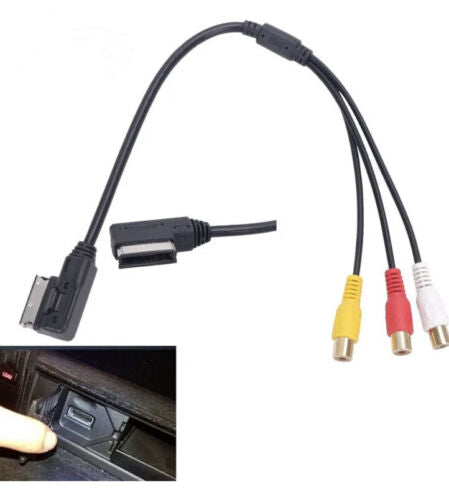 AMI MMI RCA 3RCA DVD Video Audio Input AUX Cable Wire For VW For Audi A3 A4 A6