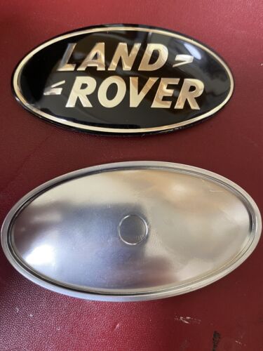 Used Oval Badge For Land Rover(Black) & New Mounting Plinth(Chrome Effect).