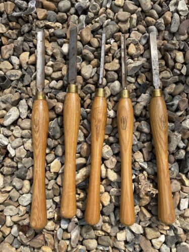 5x Wood Turning Chisels, Lathe Top Quality Vintage Items, Collectors.