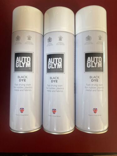 3x AutoGlym Black Dye Stain 450ml Carpet - Rubber - Seat - Tyre Dye.