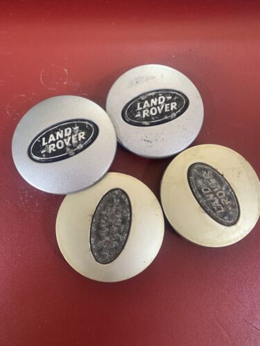 Set of 4 Silver & Black Land Rover alloy wheel caps 63mm