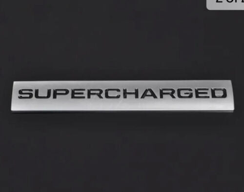 BLACK SILVER SUPERCHARGED REAR TAILGATE BADGE FITS ANY VEHICLE EXTERIOR INTERIOR