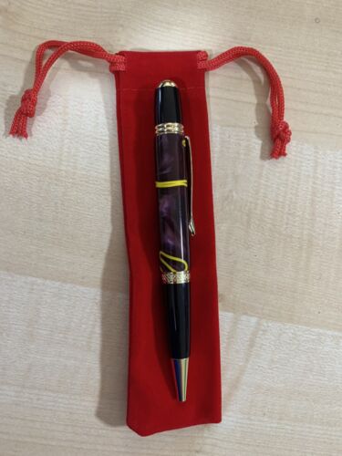 Collectable, handcrafted pen in velvet Pouch, Bic, Biro, Ink, Gift, Office, Pens