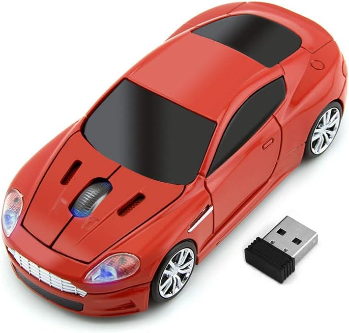 UK STOCK Red Aston Martin Car Wireless Optical Mouse Cordless game PC Laptop USB