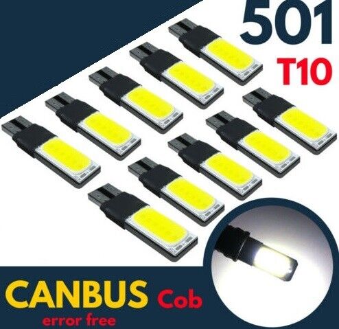 501 2xT10 Led Car Side light White Bulbs Cob W5w Canbus Error Free Wedge 12v