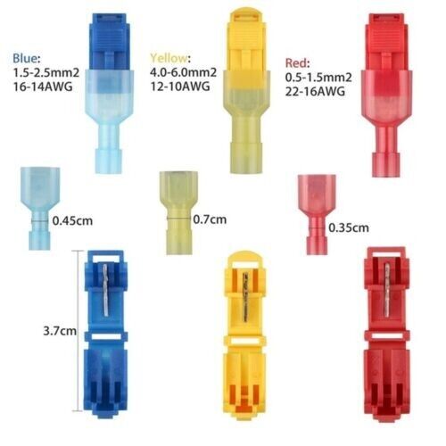 120x UK STOCK Splice Terminal Scotch Lock Wire T Tap Cable Crimp Connectors Kit.