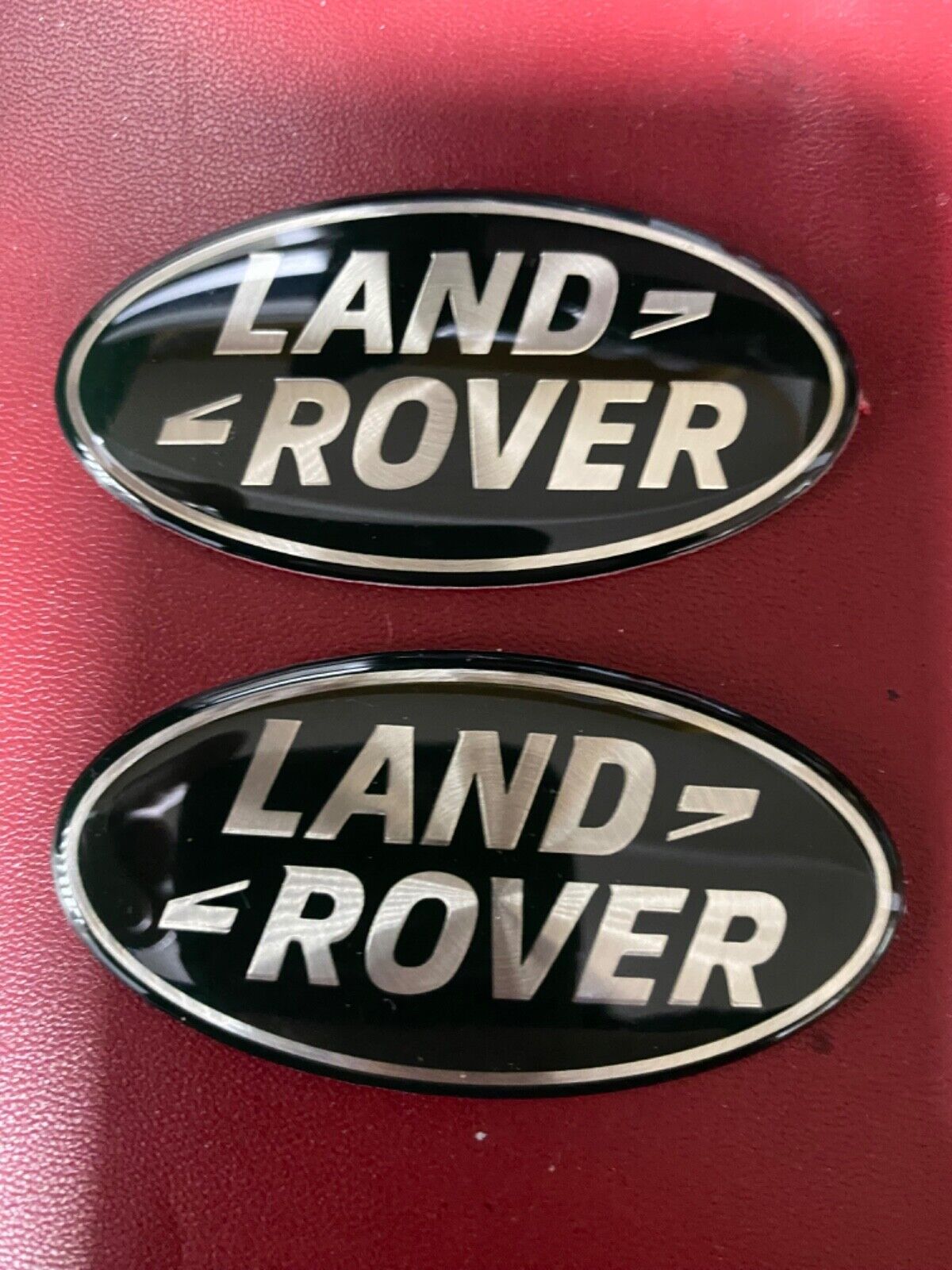 2x Used Land Rover Green & Silver Oval Badge Front, Rear, Sides, Interior, etc.