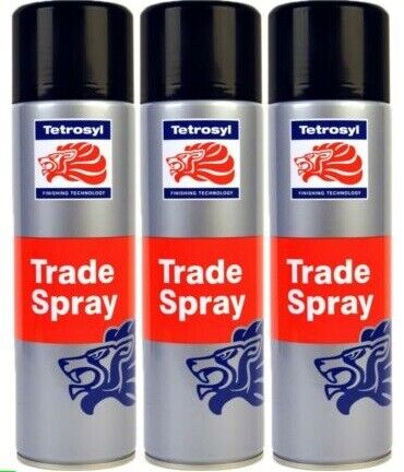 6x Tetrosyl ATS013 Trade Spray Paint Satin Black 500ml Valeting Mats Carpets etc