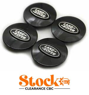 4x LAND ROVER BLACK AND Chrome ALLOY WHEEL CENTRE CAPS 63MM